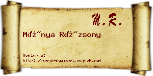 Mánya Rázsony névjegykártya